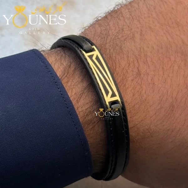دستبند طلا چرم مردانه L119